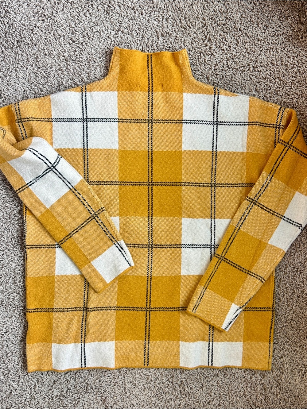 Rachel Zoe Mustard and Cream Plaid Turtleneck Sweater - Picture 2 of 3